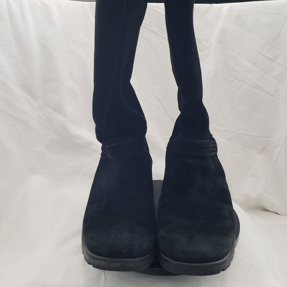 UGG Jillian Shearling Lined Black Suede Riding Winter Side Zip Boots Size 7 - Picture 5 of 15
